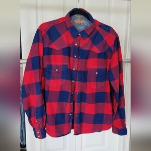 Red & Navy BEA Plaid Western Snap Shirt